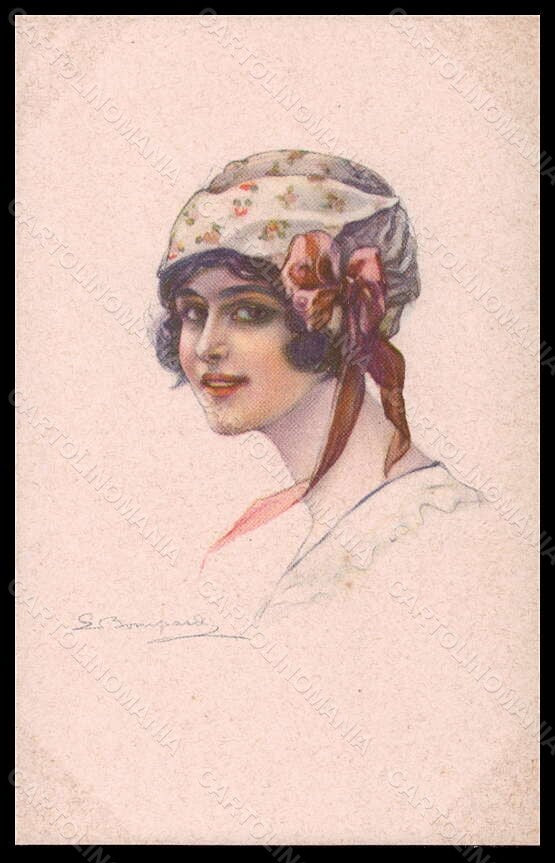 Artist Signed Bompard Fashion Glamour Lady serie 914-3 postcard VK6712 – fronte