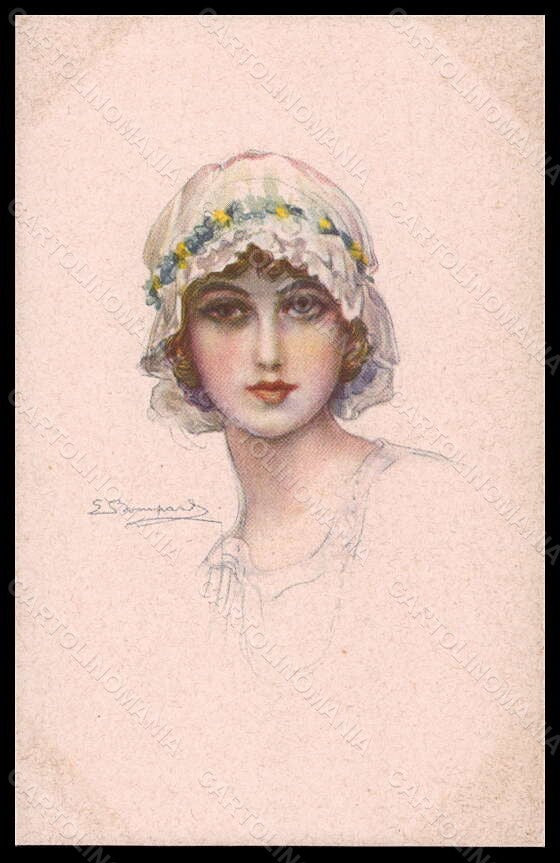 Artist Signed Bompard Fashion Glamour Lady serie 914-4 postcard VK6713 – fronte
