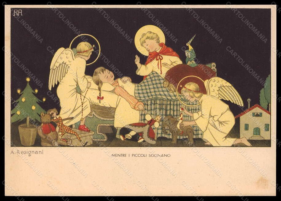 Artist Signed Resignani Chistmas Teddy Bear Doll Angel Baby Jesus FG pc VK6736 – fronte