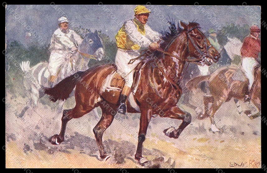 Artist Signed Ludwig Koch Horse Racing Sport Pferd BKWI serie 473-6 pc VK6764 – fronte