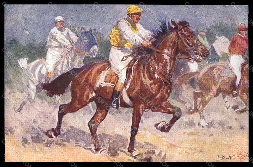 Artist Signed Ludwig Koch Horse Racing Sport Pferd BKWI serie 473-6 pc VK6765 – fronte