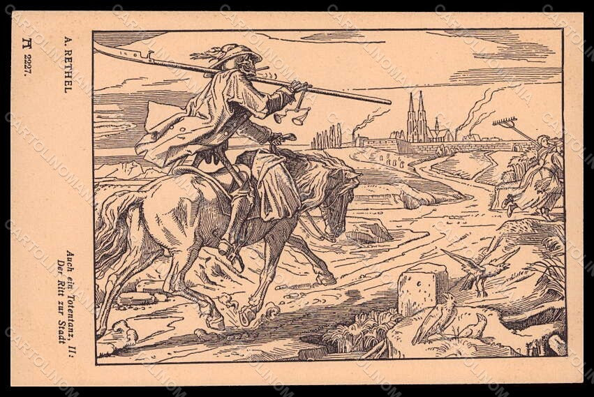 Artist Signed A. Rethel Death Skeleton Horse Ackermann serie 218 postcard VK6771 – fronte
