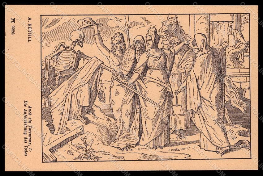 Artist Signed A. Rethel Death Skeleton Horse Ackermann serie 218 postcard VK6773 – fronte