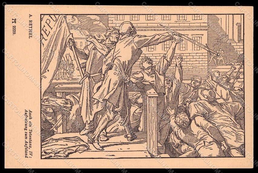 Artist Signed A. Rethel Death Skeleton Horse Ackermann serie 218 postcard VK6774 – fronte