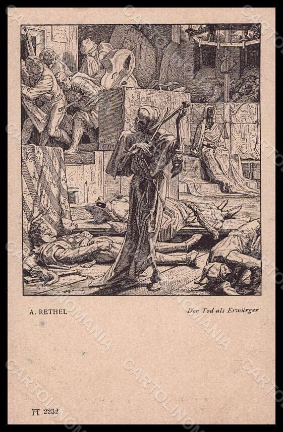 Artist Signed A. Rethel Death Skeleton Ackermann serie 218 postcard VK6777 – fronte