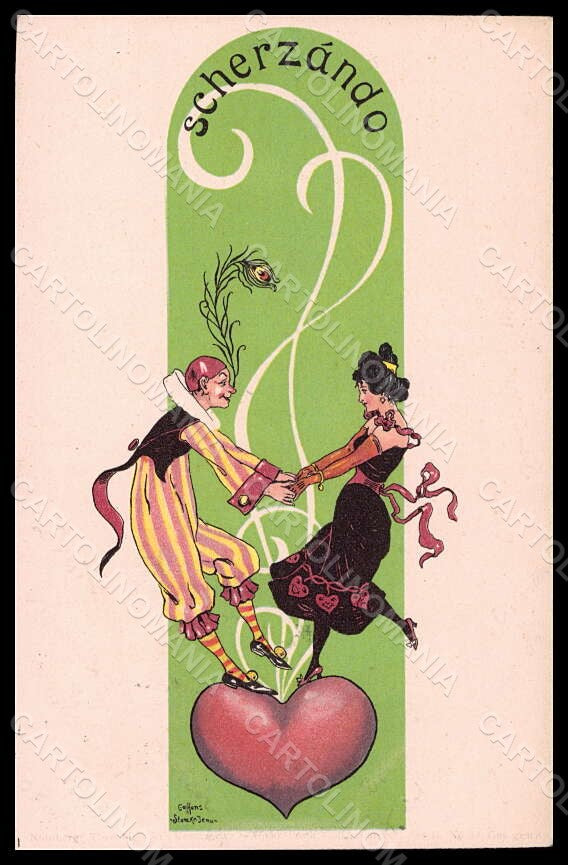 Artist Signed Starcke Lady Pierrot Art Nouveau Theo Stroefer 32 postcard VK6781 – fronte