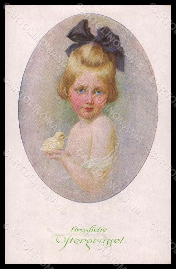 Artist Signed Illustratori Girl Chick Easter MM Vienne 1201 postcard VK6783 – fronte