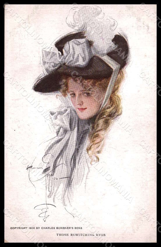 Artist Signed Fisher Glamour Lady Those Bewitching Eyes Reinthal pc VK6798 – fronte