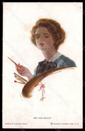 Artist Signed H. Fisher Lady Art and Beauty Reinthal 401 postcard VK6805 – fronte