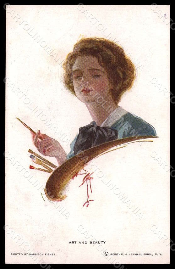 Artist Signed H. Fisher Lady Art and Beauty Reinthal 401 postcard VK6805 – fronte