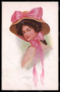 Artist Signed A. Gunn Fashion Glamour Lady Mode Hat American Beauty pc VK6807 – fronte