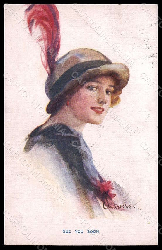 Artist Signed Court Barber Fashion Glamour Lady Mode Hat 678-4 postcard VK6809 – fronte