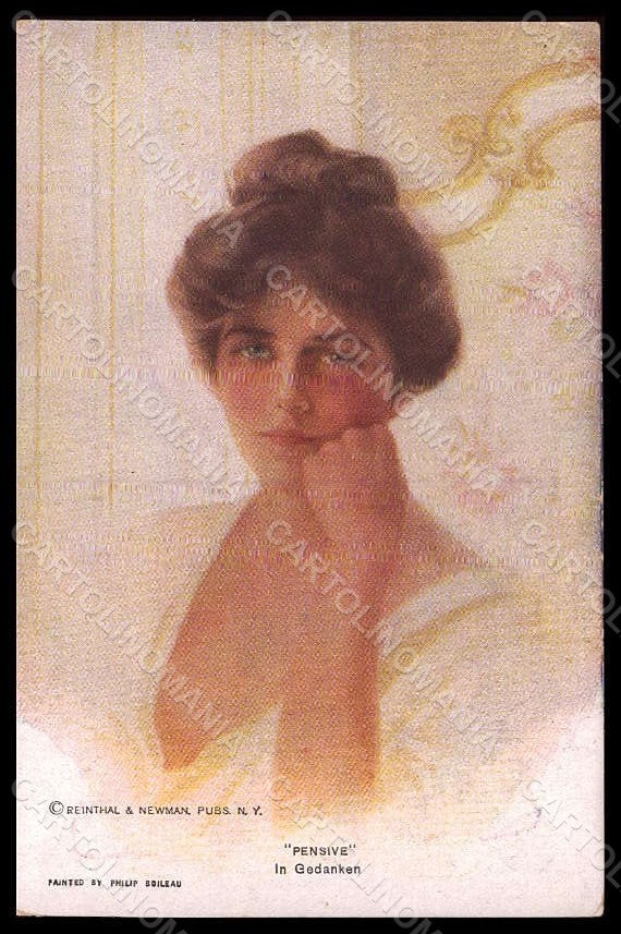Artist Signed Illustratori P. Boileau Lady Pensive Reinthal 754 postcard VK6812 – fronte