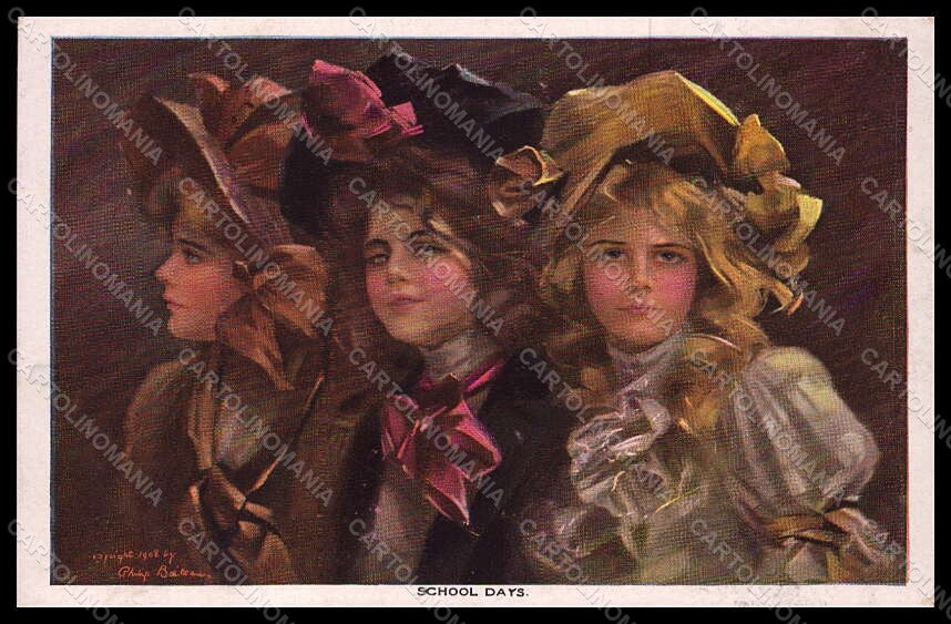 Artist Signed Illustratori Boileau Lady School Days Reinthal postcard VK6829 – fronte