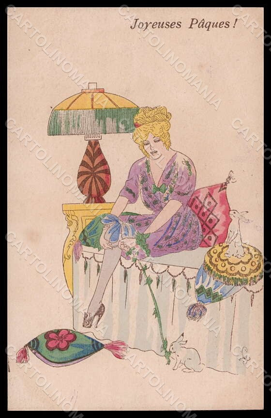 Artist Signed R. Gilles Lady Easter Hand Painted serie 350 postcard VK6832 – fronte
