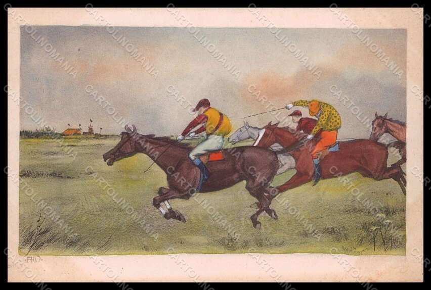 Artist Signed Illustratori A W Horse Rider Racing Sport postcard VK6835 – fronte