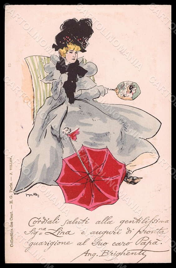 Artist Signed J. Villon Fashion Lady Collection des Cent 23 postcard VK6837 – fronte