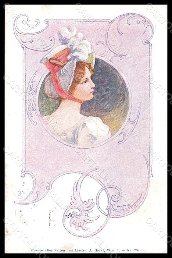 Artist Signed Fashion Glamour Lady Mode Sockl serie 292 postcard VK6847 – fronte