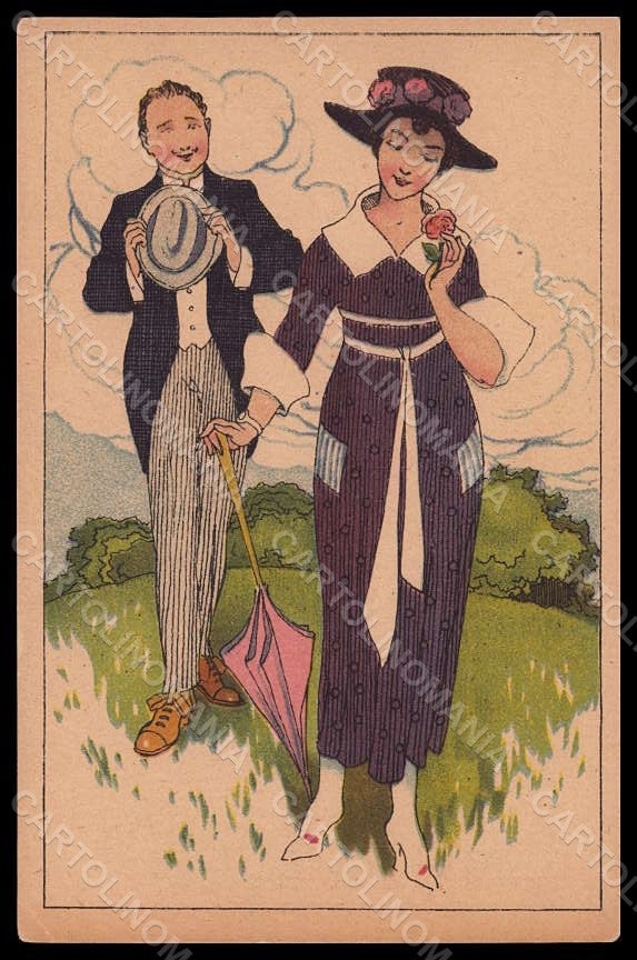 Artist Signed R. Adamek Romantic Couple Mode CORNER CREASED serie 246 pc VK6848 – fronte