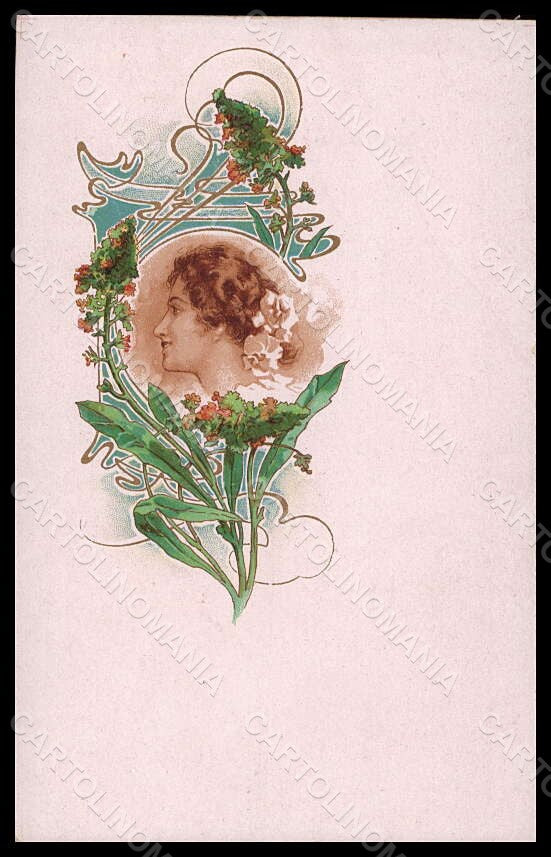 Artist Signed Illustratori Art Nouveau Lady WRINKLE postcard VK6852 – fronte