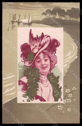 Artist Signed Illustratori Fashion Lady Art Nouveau Relief postcard VK6856 – fronte