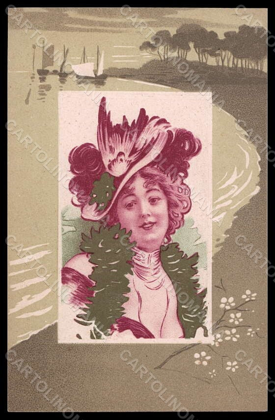 Artist Signed Illustratori Fashion Lady Art Nouveau Relief postcard VK6856 – fronte