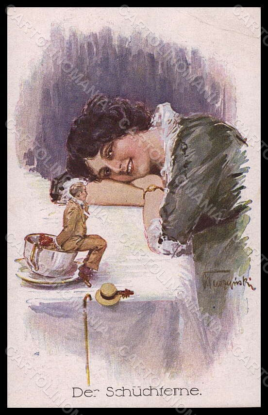 Artist Signed Trzebinski Lady Man Der Schuchferne 162 CORNER CREASED pc VK6870 – fronte