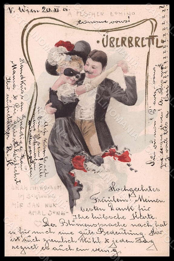 Artist Signed Lady Art Nouveau Dance Carnival Ueberbrettl serie Z-4pc VK6874 – fronte