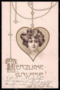 Artist Signed Illustratori Jozsa Lady Art Nouveau Relief postcard VK6882 – fronte