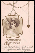 Artist Signed Illustratori Jozsa Lady Art Nouveau Relief postcard VK6883 – fronte