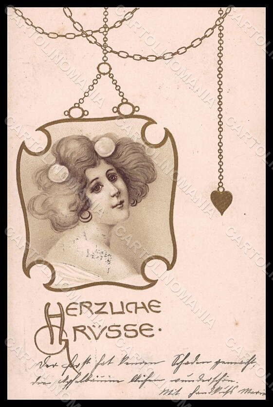 Artist Signed Illustratori Jozsa Lady Art Nouveau Relief postcard VK6883 – fronte
