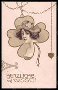 Artist Signed Illustratori Jozsa Lady Art Nouveau Relief ABRADED postcard VK6884 – fronte
