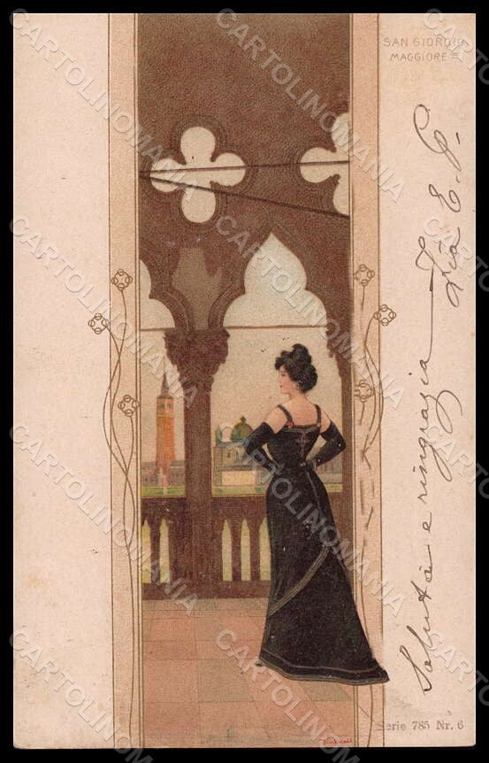Artist Signed Basch Arpad Lady Venezia S. Giorgio CORNER CREASED pc VK6889 – fronte