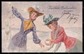 Artist Signed Lady Art Nouveau Snowman Christmas BKWI serie 2014-1 pc VK6894 – fronte