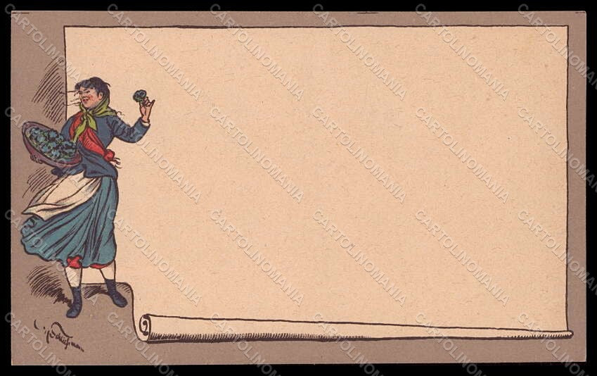 Artist Signed Illustratori Schliessmann Lady Flower Girl postcard VK6896 – fronte