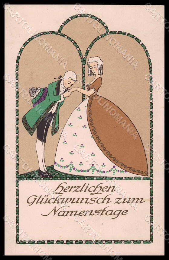 Artist Signed Romantic Couple Meissner & Buch serie 2041 postcard VK6901 – fronte
