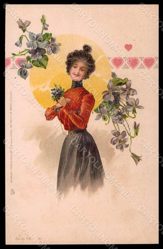 Artist Signed Illustratori Lady Violets Raphael Tuck serie 78-4 postcard VK6903 – fronte