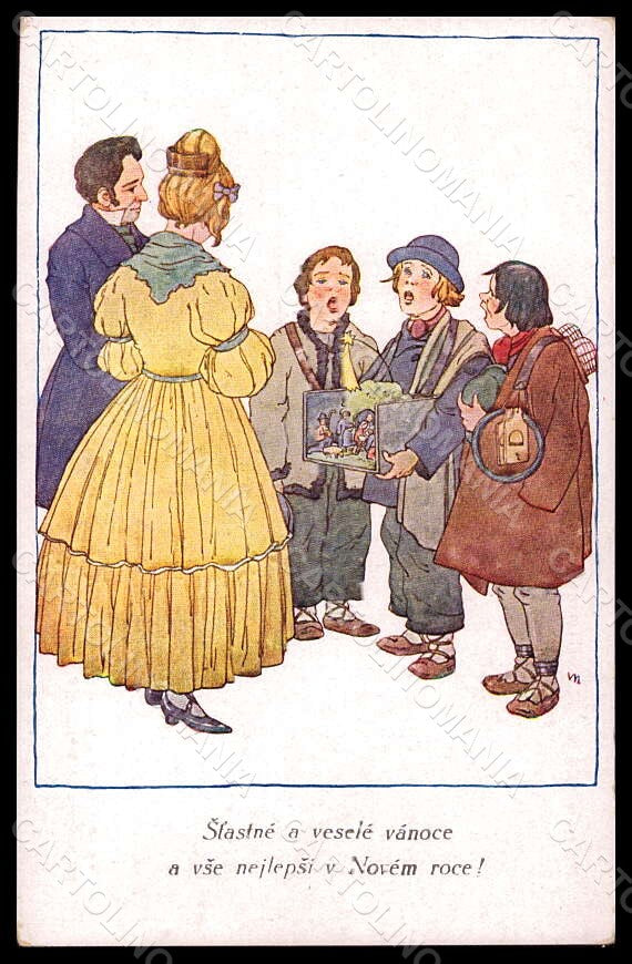 Artist Signed Nahlicka Romantic Couple Christmas Nativity Scene postcard VK6912 – fronte