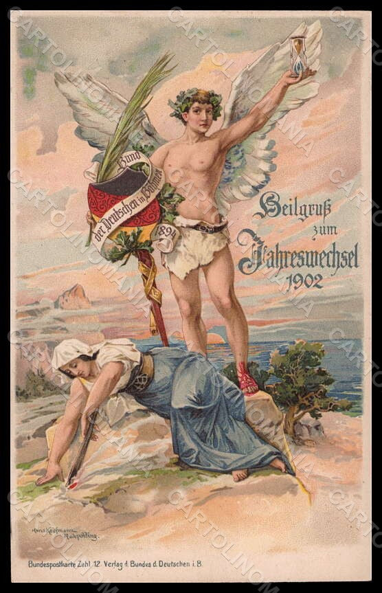 Artist Signed H. Kaufmann Angel Lady Deutschen in Bohmen 1902 postcard VK6918 – fronte