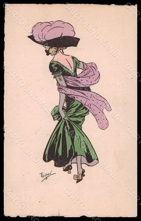 Artist Signed Gilson Fashion Lady Hand Painted serie 175 postcard VK6924 – fronte