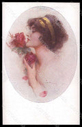 Artist Signed Bennett Glamour Lady Roses MM Vienne 1340 postcard VK6927 – fronte