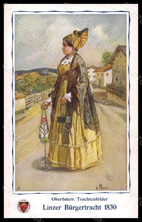 Artist Signed Preen Lady Linzer Burgertracht Deutscher Schulverein 271 pc VK6936 – fronte