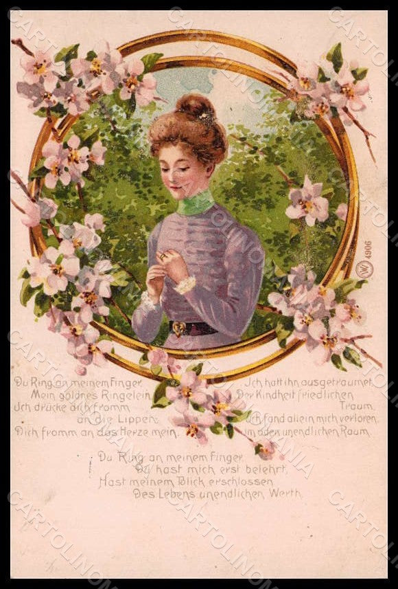 Artist Signed Illustratori Lady Art Nouveau serie 4906 ABRADED postcard VK6944 – fronte