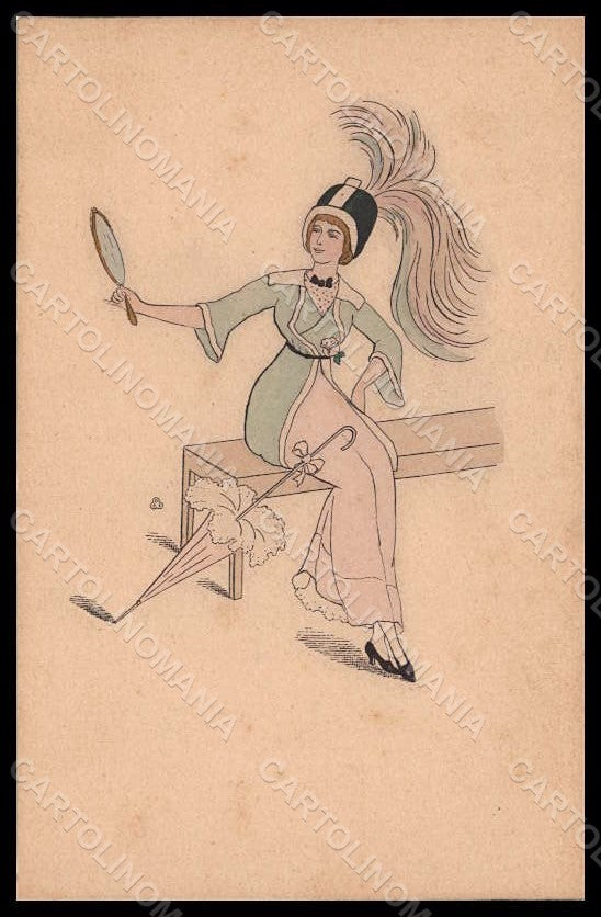 Artist Signed Illustratori OPF Fashion Glamour Lady Mode Mirror postcard VK6948 – fronte
