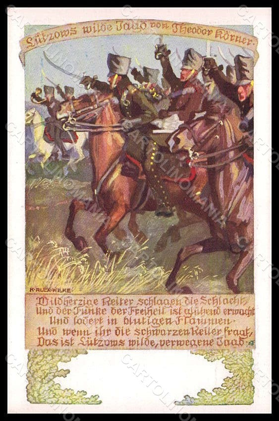Artist Signed K. A. Wilke Military Soldier Horse Deutscher Wehrverein pc VK6954 – fronte