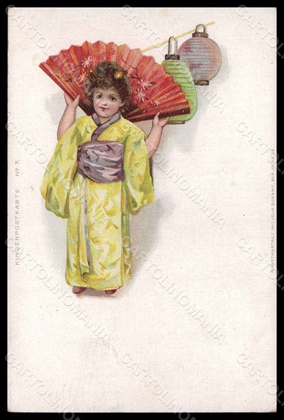Artist Signed Geisha Girl Art Nouveau Kinderpostkarte 7 postcard VK6974 – fronte