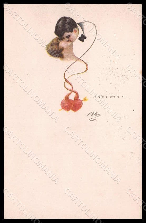 Artist Signed Illustratori Villani Kissing Couple serie 901-M postcard VK6978 – fronte