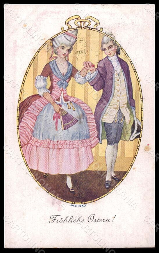 Artist Signed Jilovsky Romantic Couple Lady serie 635-5 postcard VK6986 – fronte