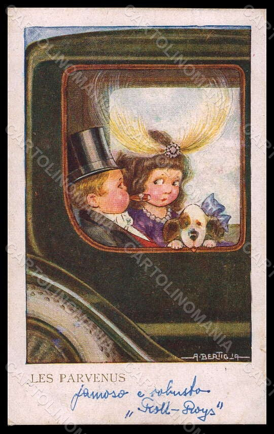 Artist Signed Bertiglia Children Dog Les Parvenus serie 2164 TEARED pc VK7000 – fronte