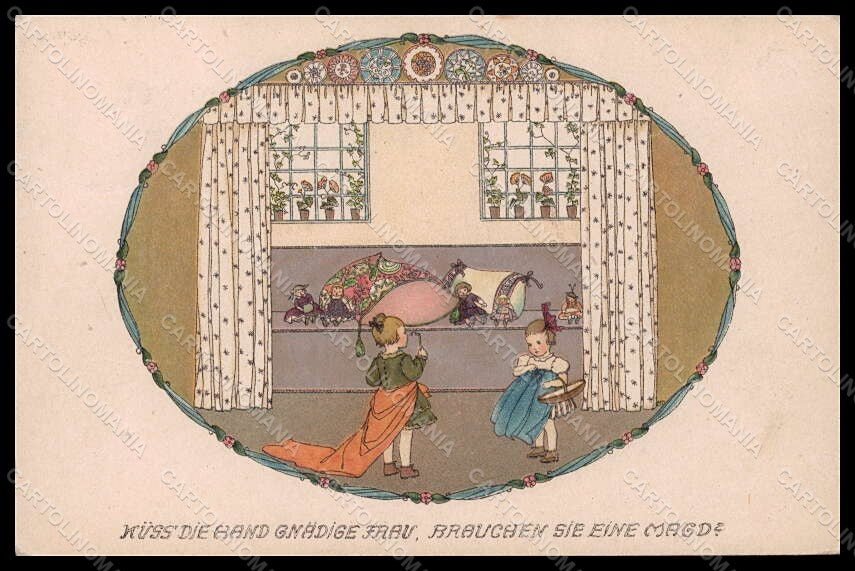 Artist Signed M. Koehler Girl Doll MM Vienne 1144 CREASED postcard VK7005 – fronte